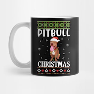 Pitbull Dog Dancing With Snow Merry Christmas Day Dad Mommy Mug